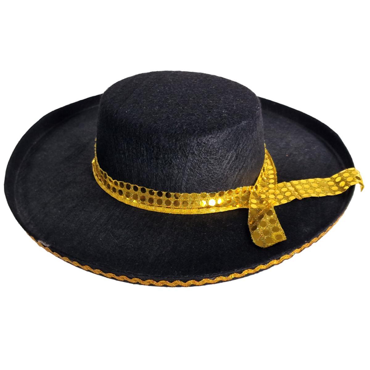 Cappello torero feltro nero oro
