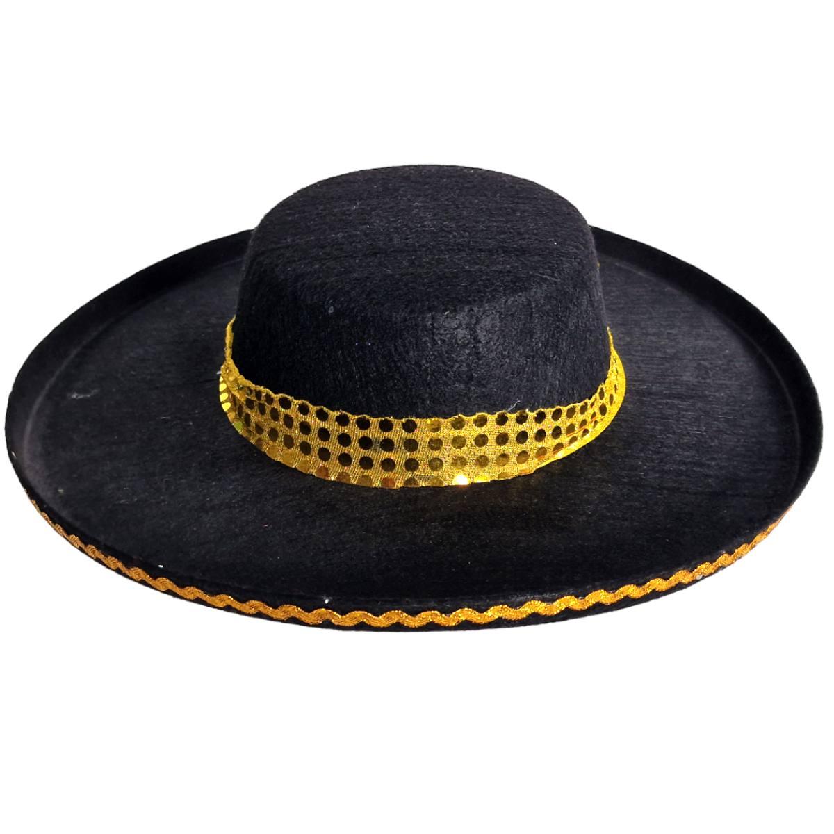 Cappello torero feltro nero oro