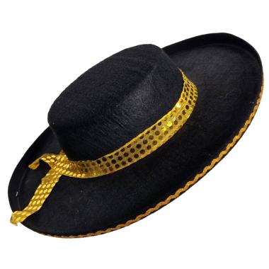 Cappello torero feltro nero oro