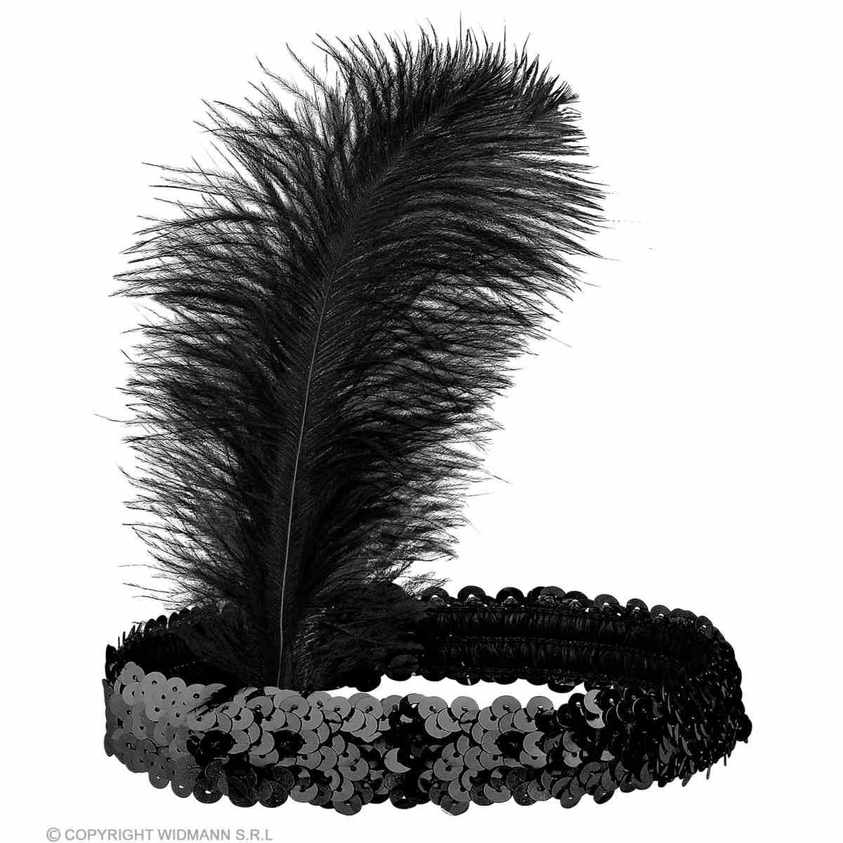 Fascia capelli charleston nera piuma