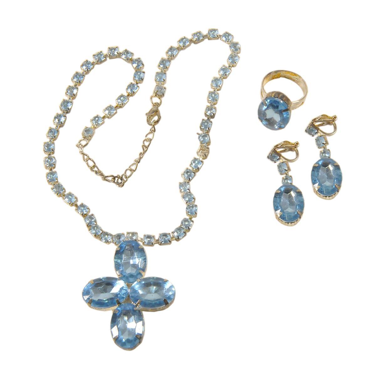 Collana anello orecchini pietre 3 colori