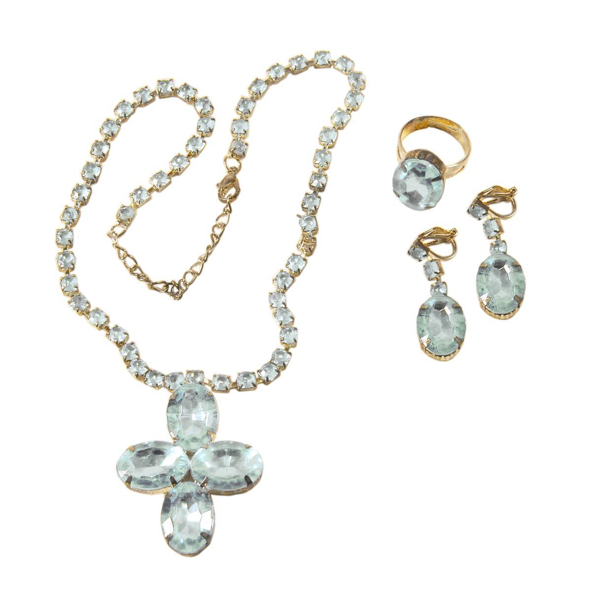 Collana anello orecchini pietre 3 colori