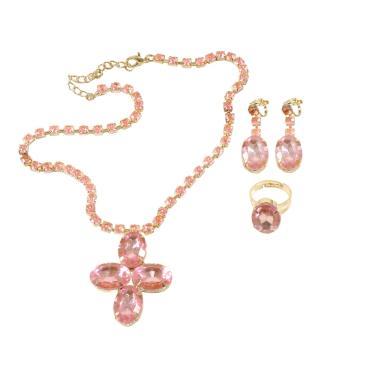 Collana anello orecchini pietre 3 colori