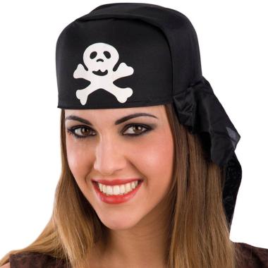 Bandana pirata tessuto nera teschio