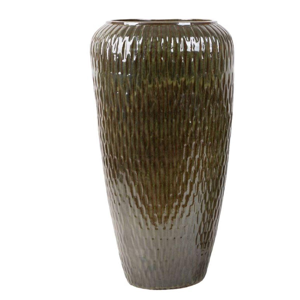 Vaso ceramica cono verde bordo 48 x 90 cm