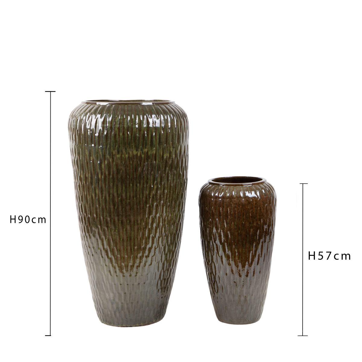 Vaso ceramica cono verde bordo 48 x 90 cm
