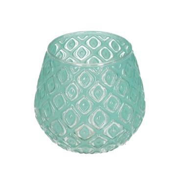 Porta candela natalizio vetro tondo verde decori Ø 11 cm