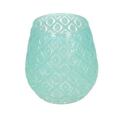 Porta candela natalizio vetro tondo verde decori Ø 12,5 cm