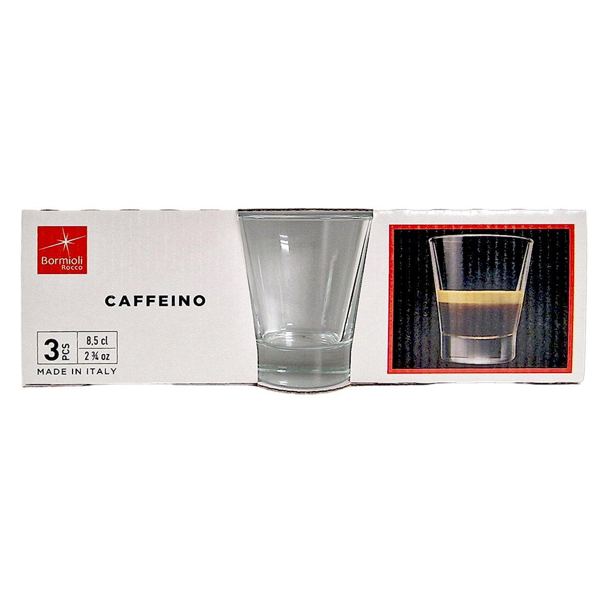 Bicchieri Vetro Set pz.3 Caffè Vetro Caffeino ml.85 | Bormioli