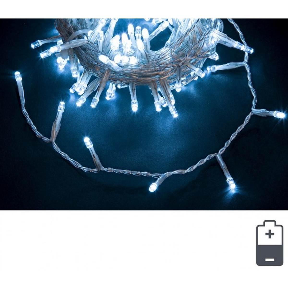 Luci di natale esterno batteria 96 led micro bianco freddo timer 5 mt