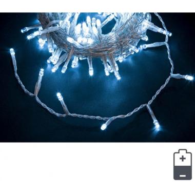Luci di natale esterno batteria 96 led micro bianco freddo timer 5 mt
