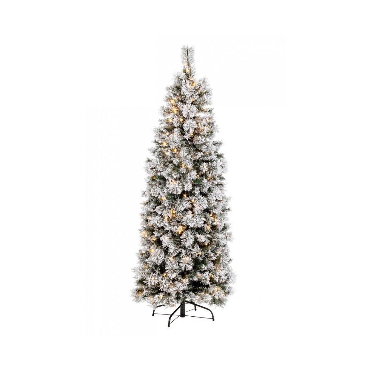 Albero di Natale 180 cm luci 210 led slimt thurn innevato 539 rami