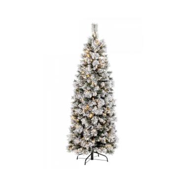 Albero di Natale 180 cm luci 210 led slimt thurn innevato 539 rami