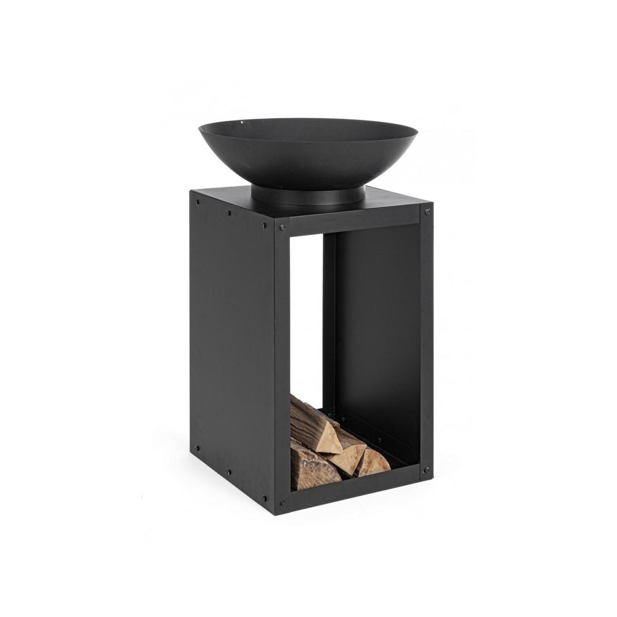 Braciere Metallo con Porta Legna Efesto Nero cm.50x75 | Bizzotto