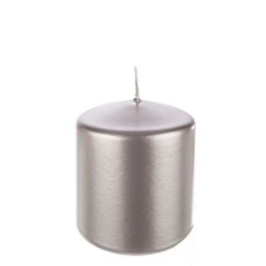Candela cilndro argento 6 x 8 cm