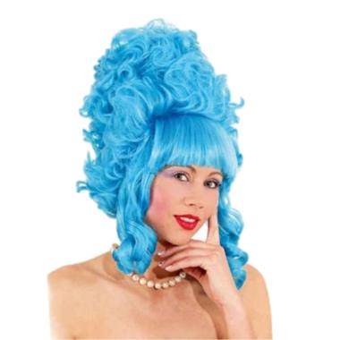 Parrucca dama lady pompadur azzurra frangia