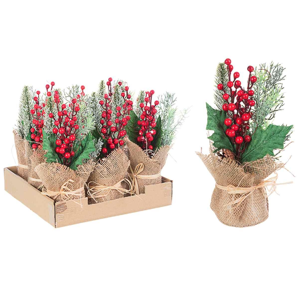 Albero di Natale 24 cm melrose bacche rosso