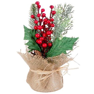 Albero di Natale 24 cm melrose bacche rosso