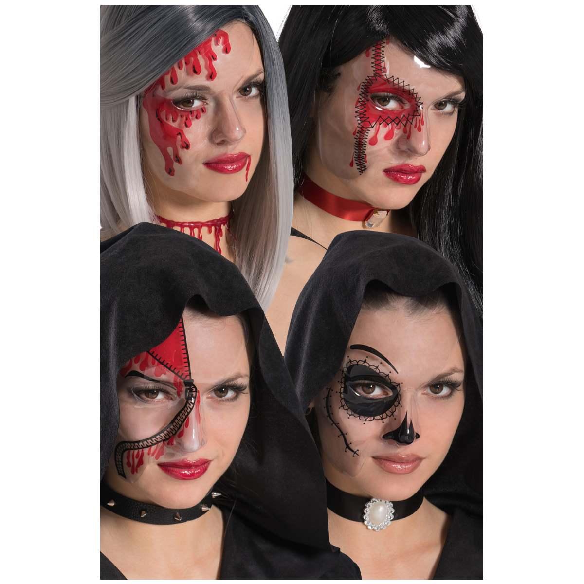 Maschera viso pvc teschio mezzo viso pvc trasparente