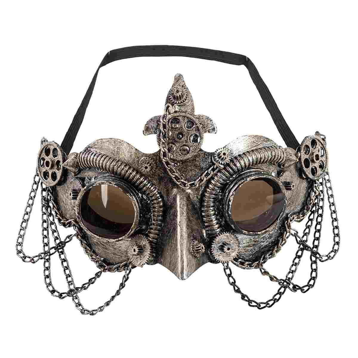 Maschera viso pvc steampunk argento becco