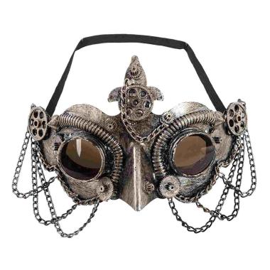 Maschera viso pvc steampunk argento becco