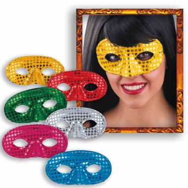 Maschera viso pvc domino tessuto paillettes 6 colori