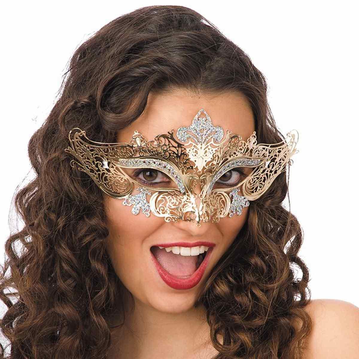 Maschera viso metallo oro argento
