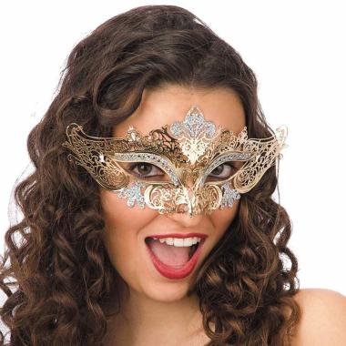 Maschera viso metallo oro argento