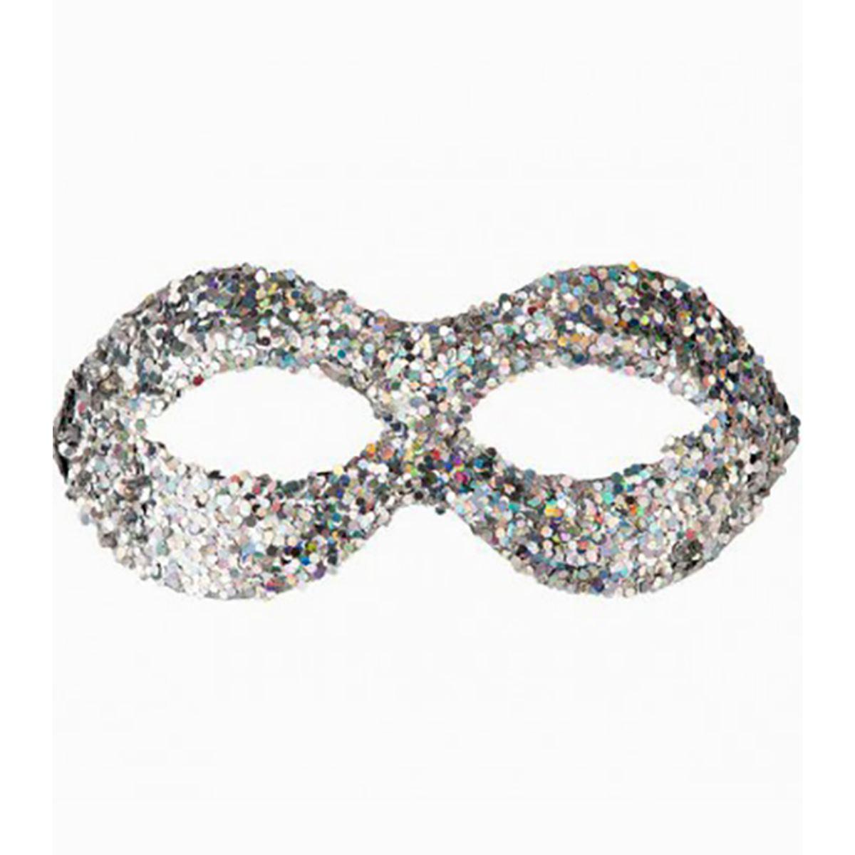 Maschera viso cartapesta argento paillettes