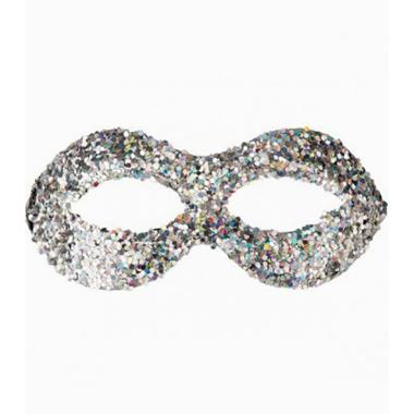Maschera viso cartapesta argento paillettes