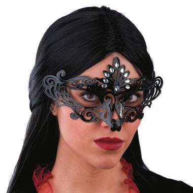 Maschera viso cartapesta nera gemme