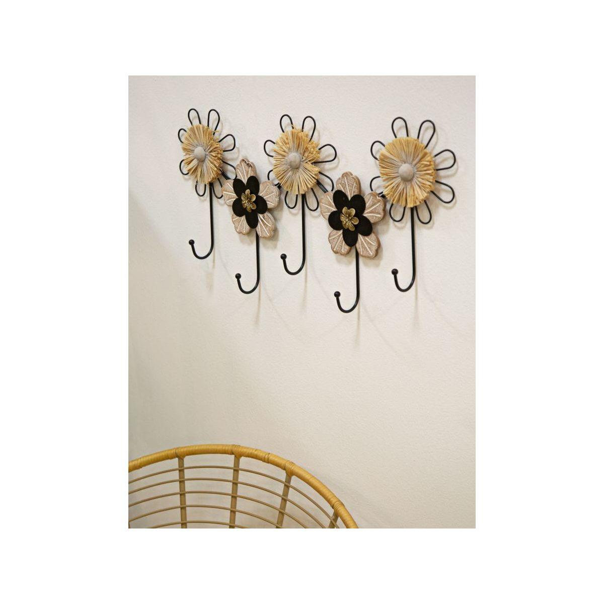 Appendi abiti ferro legno raffia 61 x 5,5 x 30,5 cm
