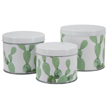 Cofanetti in latta cactus Set 3 pz