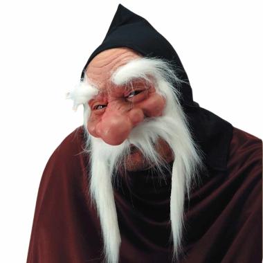 Maschera viso lattice vecchio gomma cappuccio barba sopracciglia bianche