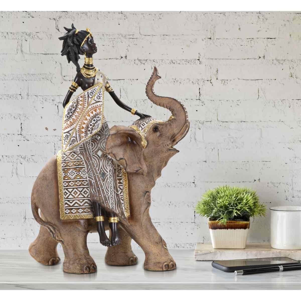 Masai Tribal Con Elefante cm.22,5x12x32,5