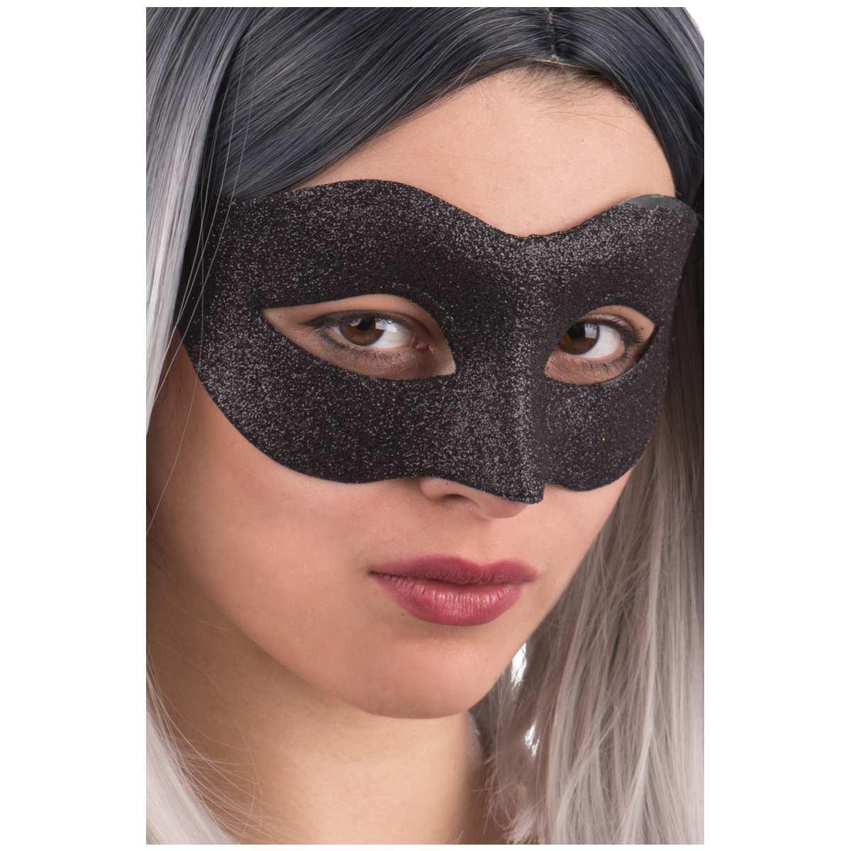 Maschera viso pvc nera glitter