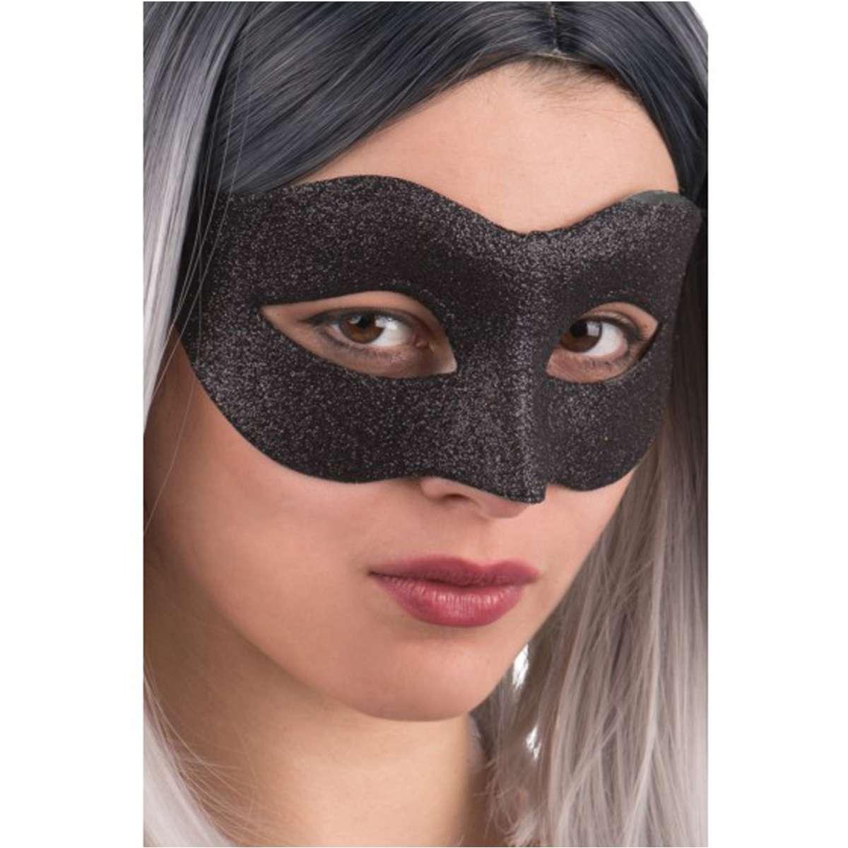Maschera viso pvc nera glitter