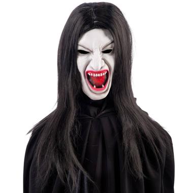 Maschera viso lattice horror vampira capelli lunghi neri
