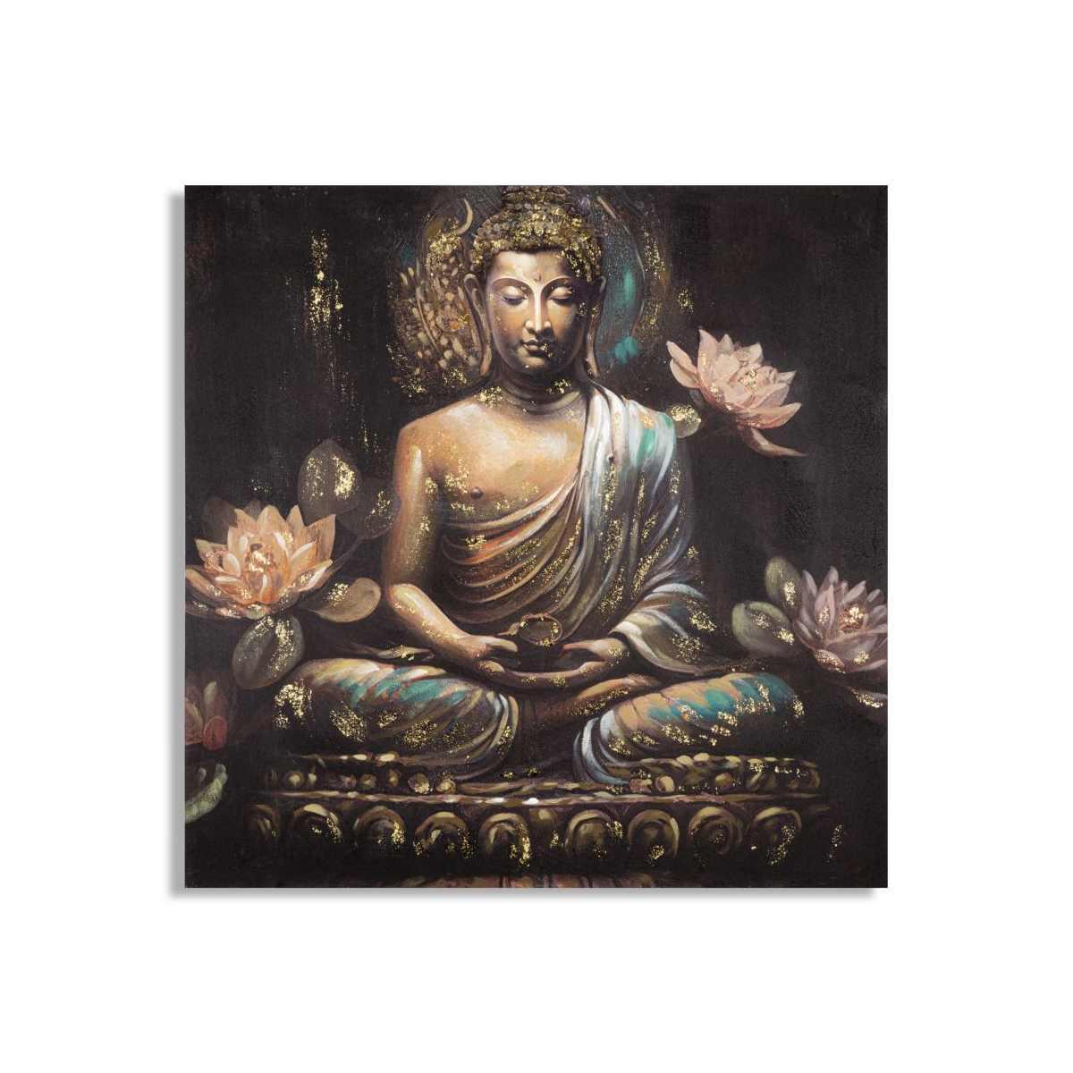 Quadro dipinto tela buddha modello a 100 x 3 x 100 cm