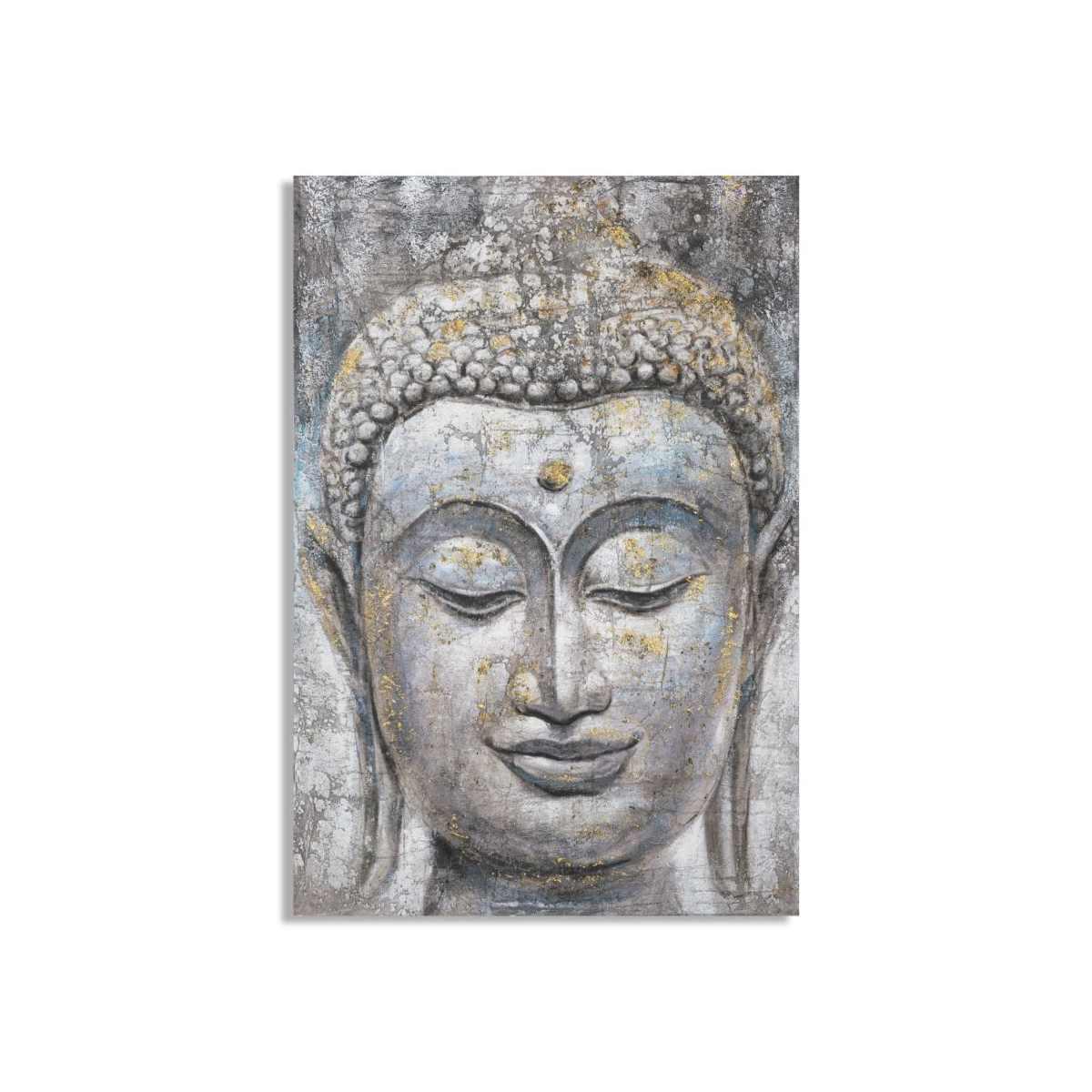 Quadro dipinto su tela face buddha light mod modello a 80 x 3 x 120 cm