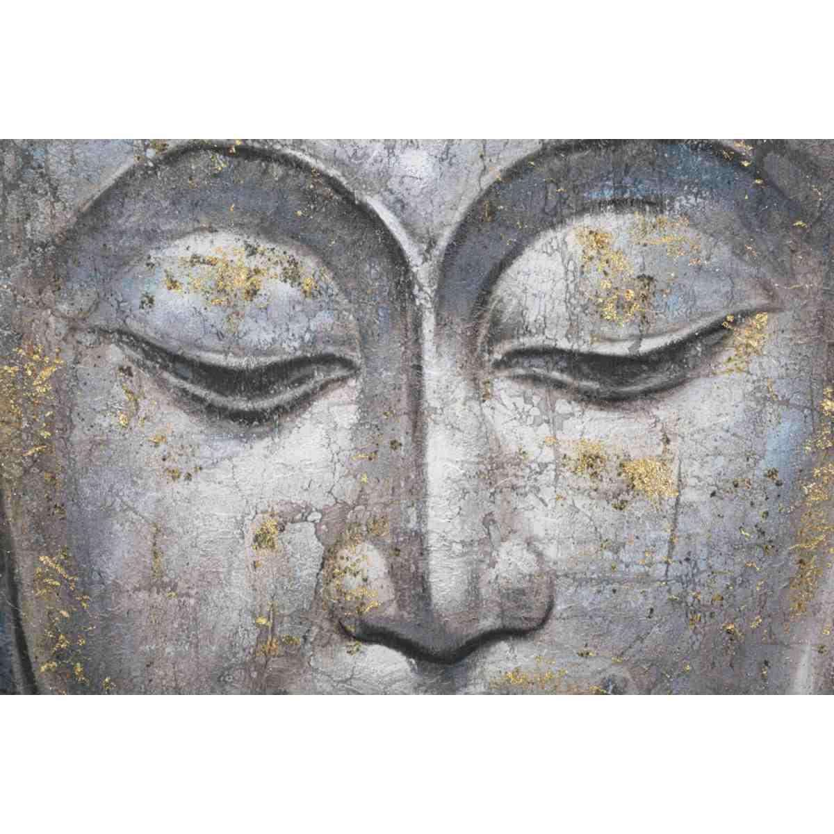 Quadro dipinto su tela face buddha light mod modello a 80 x 3 x 120 cm