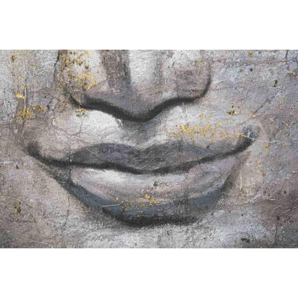 Quadro dipinto su tela face buddha light mod modello a 80 x 3 x 120 cm
