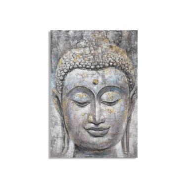 Quadro dipinto su tela face buddha light mod modello a 80 x 3 x 120 cm