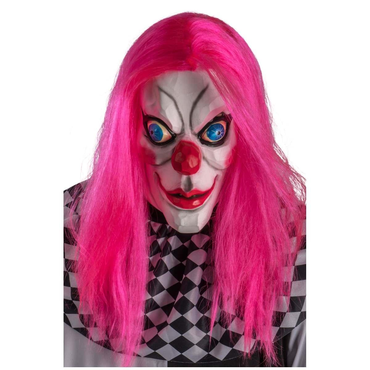 Maschera viso lattice horror clown capelli fuxia