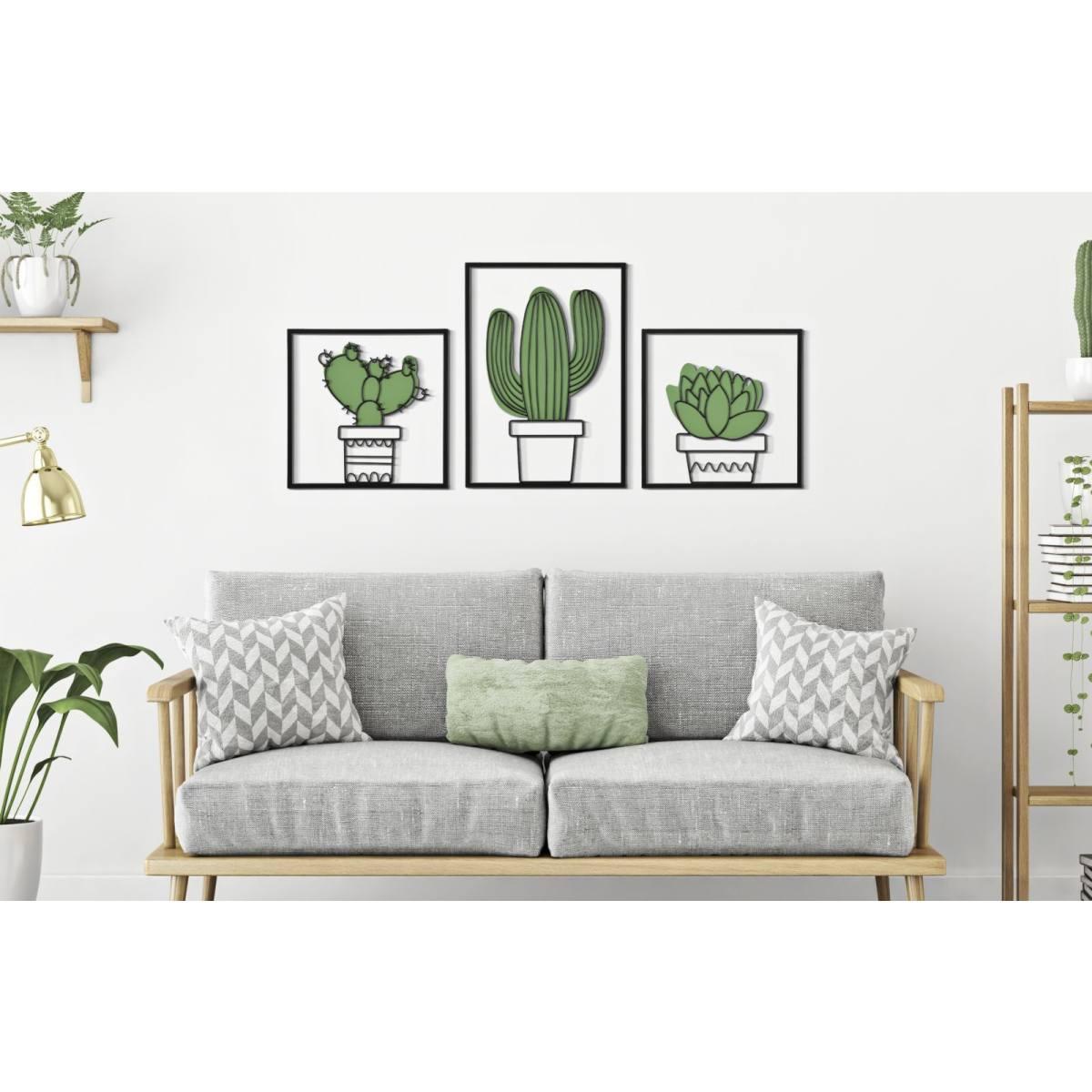 Quadro pannello da muro cactus Set 3 pz