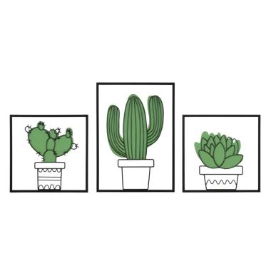Quadro pannello da muro cactus Set 3 pz