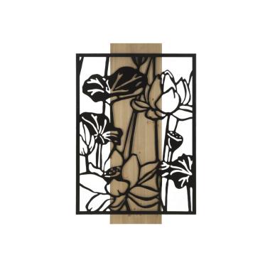 Quadro pannello da muro lotus ferro wood 60 x 2 x 90 cm