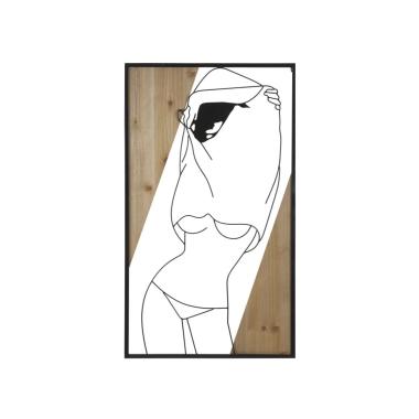 Quadro pannello da muro strip mod ferro wood 50 x 2 x 90 cm