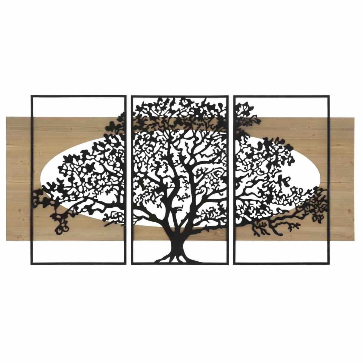 Quadro pannello tree ferro wood Set 3 pz