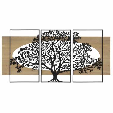Quadro pannello tree ferro wood Set 3 pz